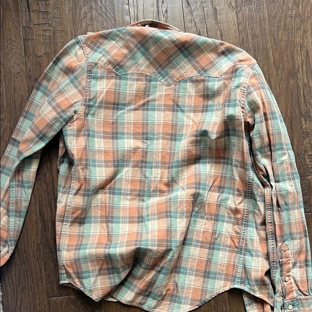 Ralph Lauren Double RL Men's Casual Plaid Western Work Shirt - Orange and Green - Picture 7 of 7
